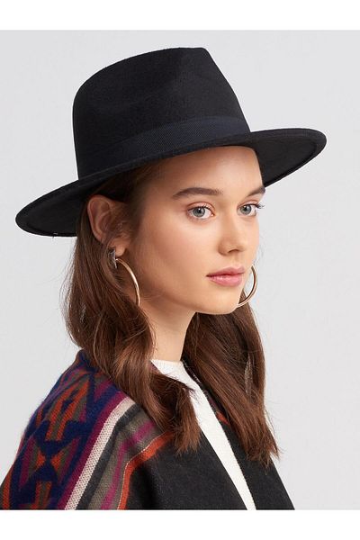 Külah Women's Black Fedora Hat 186A01567