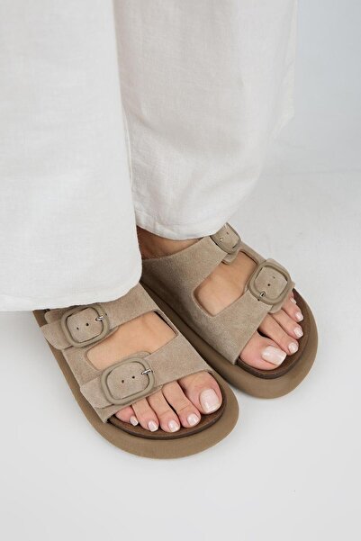 Manijero (Lavanda 2) Women's Genuine Leather Double Buckle Mink Slippers