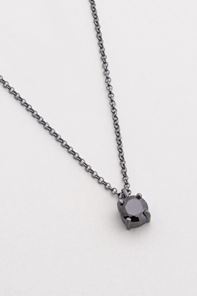 So CHIC... So CHIC... Zirkonu Taşlı Siyah Rodyum Kaplama 60 Cm Gümüş Erkek Kolye