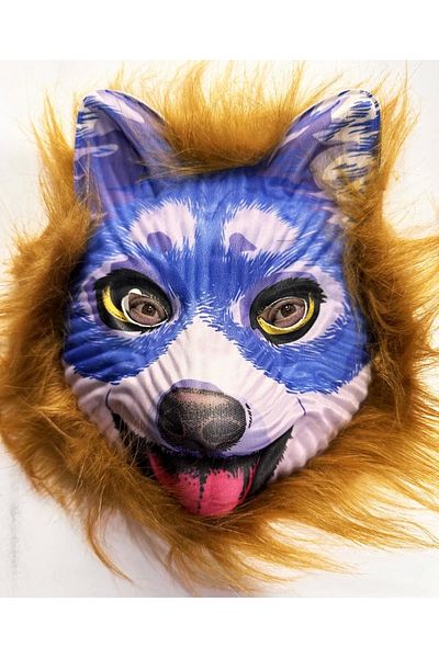 just cheap store Blue Face Cute Dog Mask with Brown Hair No 30