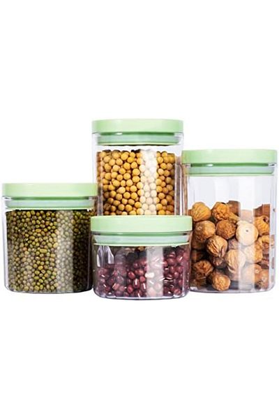 Generic مجموعة أوتشوانغ من 4 برطمانات تخزين طعام محكمة الإغلاق، حاويات دائرية شفافة للشاي والأعشاب والسكر والتوابل