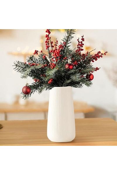 Generic White Ceramic Vase, Decorative Vases, Small Cute Flower Vase, for Pampas Grass, Living Room,