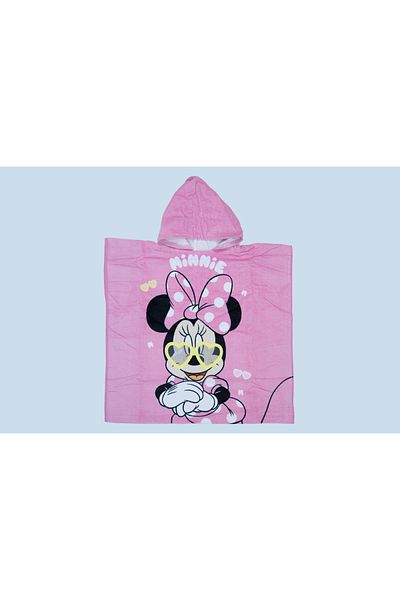 MINNIE Kids Poncho Towel – 100% Cotton Soft & Absorbent Hooded Bath Towel – Pink – Girl