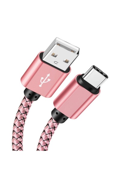 Choice كابل شحن سريع USB A إلى Type C بطول 1 متر باللون الوردي، كابل بيانات م...