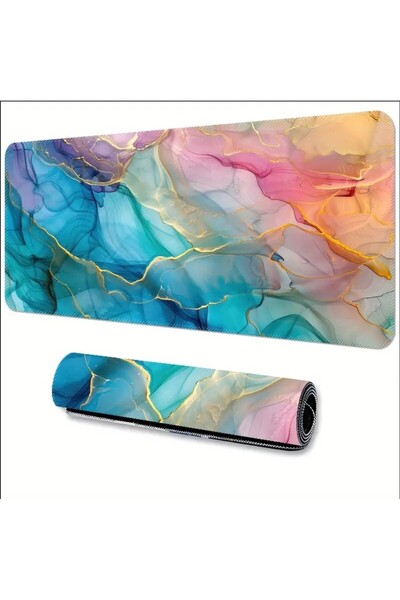 sgeteknoloji 70X30 cm Colorful Marble Theme Anti-Slip Base Speed Surface Gamer Mouse Pad Gaming