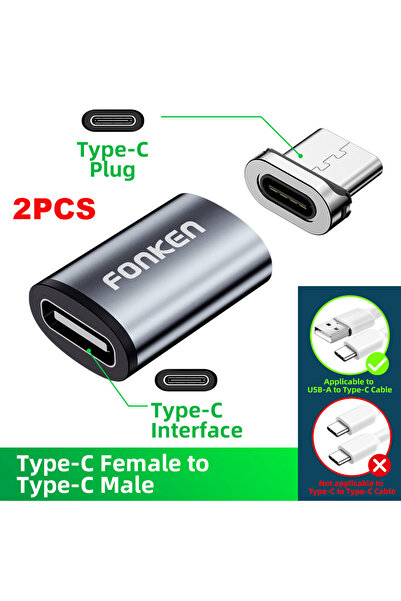 Choice 2 قطعة موصل كابل مغناطيسي USB C إلى USB C محول كابل الهاتف المحمول Mic...