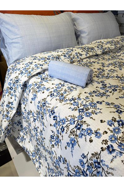 ŞENER HOME Plum Branch Patterned Sheet Elastic Single Pique Set