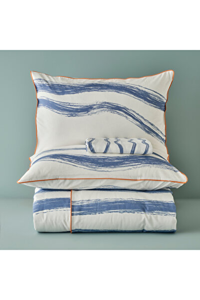 Bella Maison %100 Pamuk Saten Marine Çift Kişilik Nevresim Seti Mavi-Beyaz (200x220 cm)