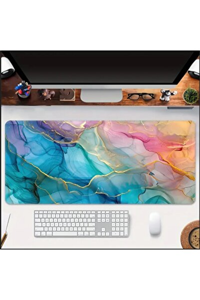 sgeteknoloji 70X30 CM TAPETĂ DE MOUSE CU TEMĂ MARMOARĂ COLORATĂ, ANTI-ALUNECARE, SUPRAFAȚĂ DE VITEZĂ, TAPETĂ DE MOUSE PENTRU GAMING