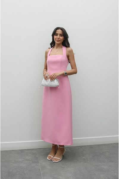 Havoş Μίντι φόρεμα με λουράκι στον λαιμό Pink Mindy