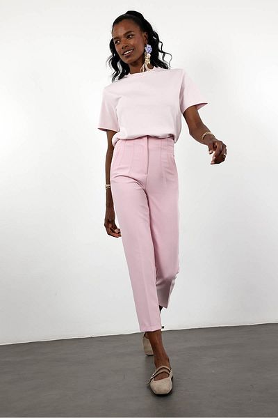 5in1Canpolat Pink Flat Front Trousers 5113