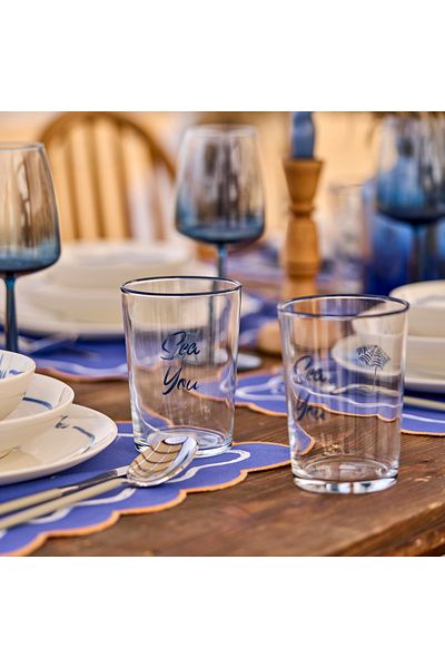 Bella Maison Marine Soft Drink Glass Umbrella 4-Piece Blue (510 Cc)