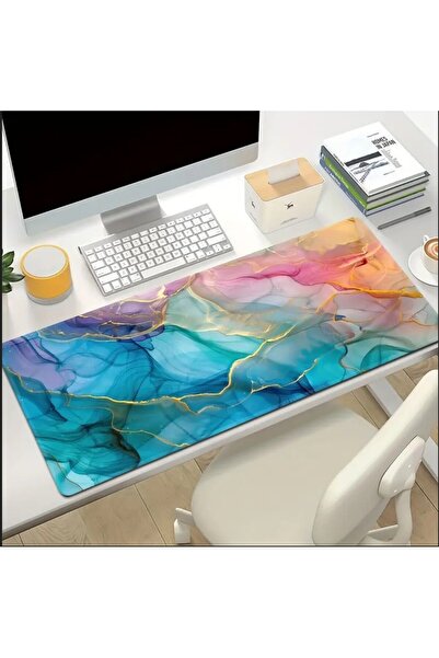 sgeteknoloji 70X30 CM TAPETĂ DE MOUSE CU TEMĂ MARMOARĂ COLORATĂ, ANTI-ALUNECARE, SUPRAFAȚĂ DE VITEZĂ, TAPETĂ DE MOUSE PENTRU GAMING