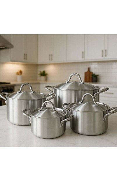 ALMUFARREJ Aluminum Cookware Set of 8 Pieces Silver 28cm