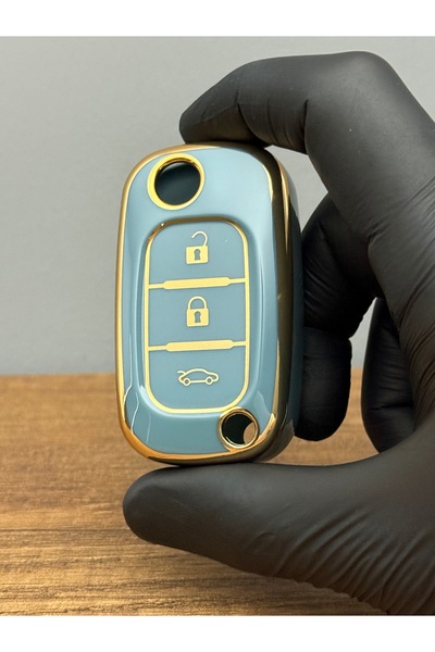 Mavi Keys Compatibil cu Renault Fluence Switchblade 3 Buton Protectie Comanda Cheie Silicon Nano Carcasa Culoare Gri