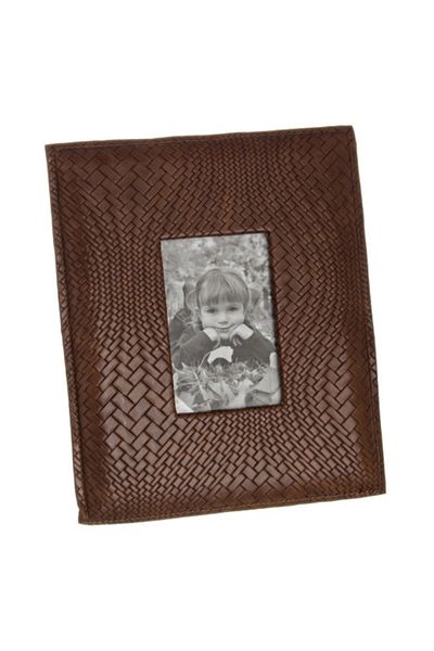 Bizzotto Table Photo Frame in Brown Eco-Leather 25 cm x 1.5 cm x 29.5 h