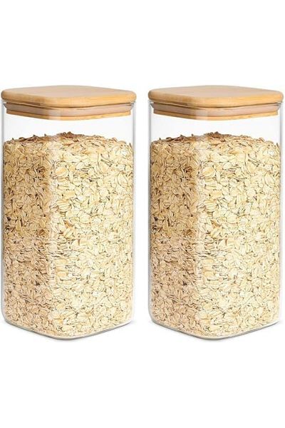 Generic SKY-TOUCH Glass Storage Jars, Airtight Food Canisters with Bamboo Lid, 50oz Storage Jar for Serving