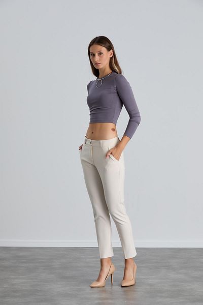 Işşıl Işşil 4548-Wrist Length Narrow Leg Fabric Trousers