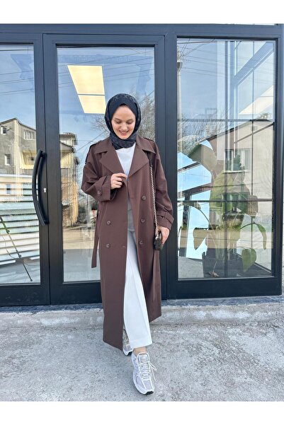 Line By Touches Line Uzun Kemerli Trenç Kahverengi