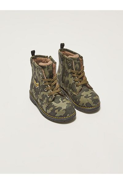 LC Waikiki Lace and Zippered Fur Lined Camouflage Patterned Baby Boy Boots (W1)