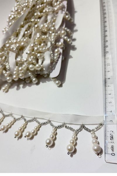 Limelia Pearl Beaded Decorative Fringe Ribbon Tassel