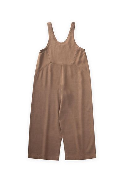Cigit Roba Complete Embroidered Linen Salopet 2-7 Years Caramel