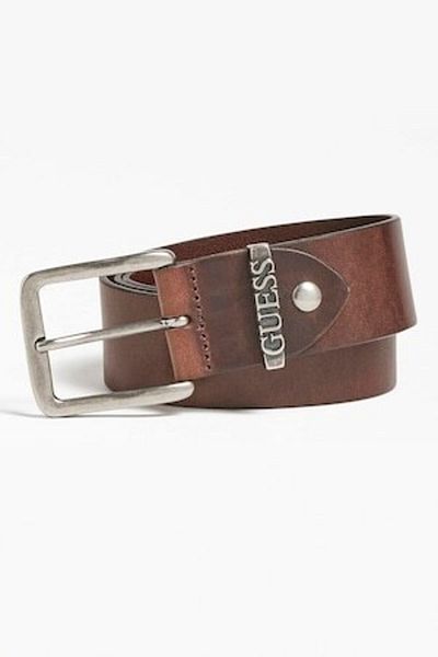 Guess Guess, Leather Belt with Metal Logo Application, Brown, 110 CM Standard