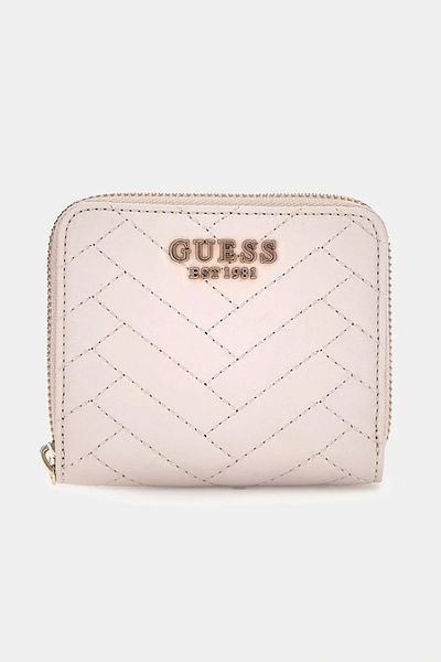 Guess ANNING SLG محفظة نسائية صغيرة بسحاب حولها باللون الكريمي SWQG9508137-STO