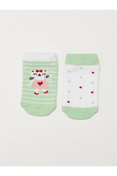 LC Waikiki Patterned Baby Girl Booties Socks 2-Piece (W1)