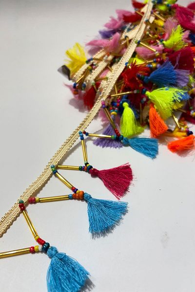 Limelia Colorful Pipe Beaded Thin Small Tassel Decorative Strip Antique Sconce