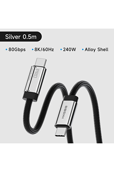 Choice كابل هاجيبيس USB C إلى USB C كامل الوظائف 0.5 متر - 80 جيجابت في الثان...