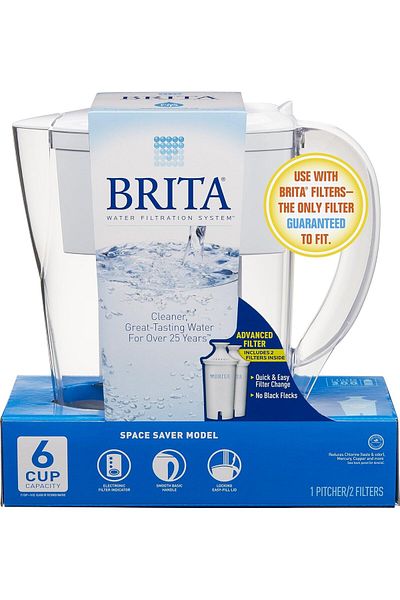 BRITA Space Saver 6-cup Filter Pitcher With 2 Advanced Filters Included