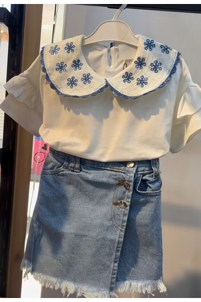 bebeğim butik Denim Shorts Skirt Girl Suit