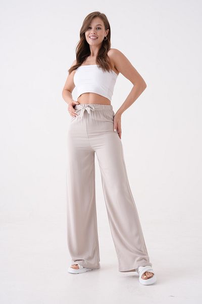 MAMAYAGA Women's High Waist Belted 100% Viscose Cotton Wide Leg Stylish Casual Plus Size Curve Pants
