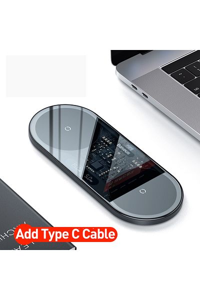 Baseus Add Type C Cable Baseus 20W Dual Wireless Chargers for iPhone 15 14 Airpod Pro Fast Qi Wireless Char