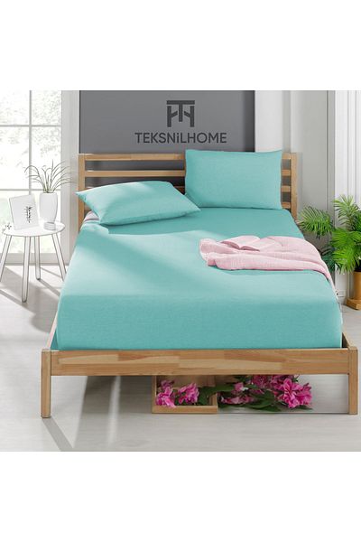 TeksNil Home |   رانفورس |   ملاءة مطاطية اقتصادية مفردة/مزدوجة من القطن بالنعناع |   8 ألوان |   مناسب |