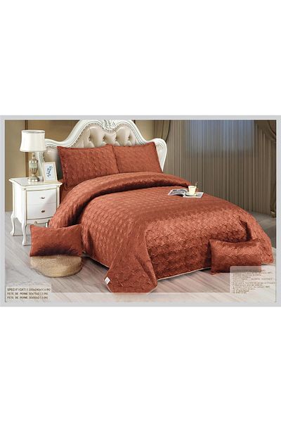 CHIRASO CHIRASO Velvet Duvet Cover Set, 5 Pieces, Duvet Cover 220 x 240 cm, 4 Pillowcases, brick