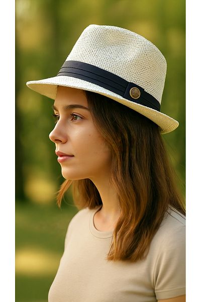 LAGRANZE Women's Summer Straw Premium Jackson Fedora Hat