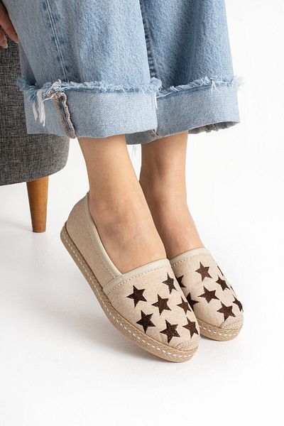 HVZ Exclusive Γυναικεία ψάθινη σόλα Mink με λεπτομέρεια Espadrille Άνετα και εργονομικά παπούτσια