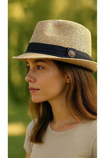 LAGRANZE Women's Summer Straw Premium Jackson Fedora Hat