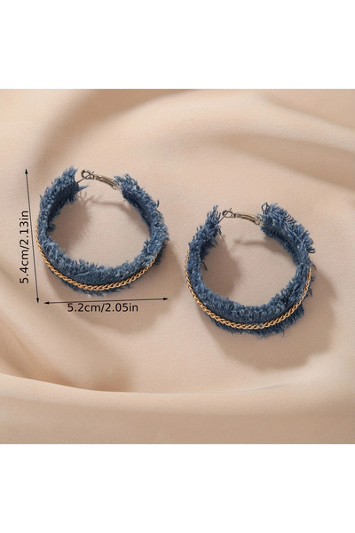 WasWink Boho Şık Tasarım Kot Püsküllü ve Taşlı Küpe, Dayanıklı Alaşım Kulak İğnesi