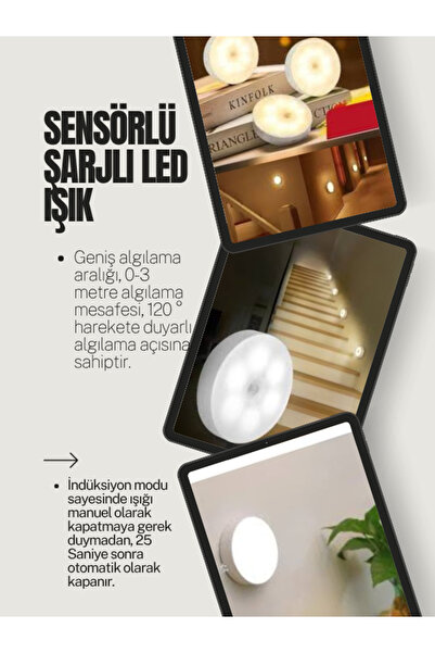 Bigpro Hareket Sensörlü Led Lamba – Mıknatıslı & Şarjlı,on/off Düğmeli Kablosuz Aydınlatma