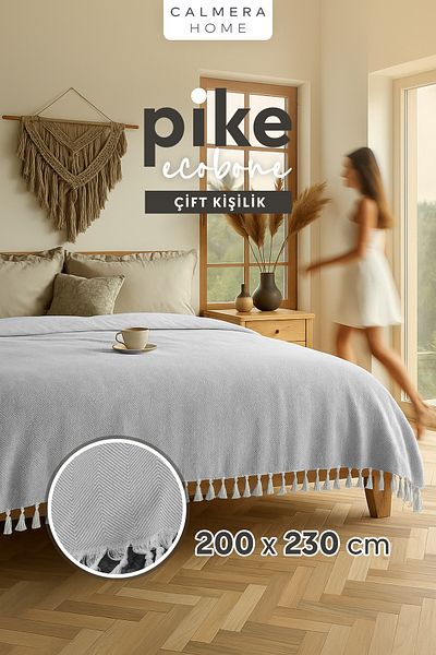 Calmera Ecobone Double Pike |   Bed & Sofa Cover Shawl - Light Gray