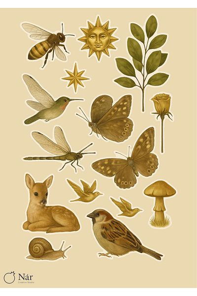 sticker 🌿 The Silence of the Forest Sticker Set - 1 Sheet - Agenda, Planner and Bullet Journal Sticker