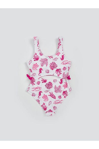 LC Waikiki LCW Kids Λευκό Γρήγορο Στέγνωμα Μαγιό για κορίτσια με προστασία UV