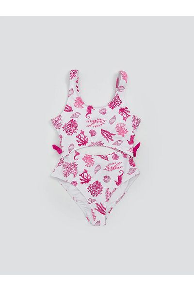 LC Waikiki LCW Kids Λευκό Γρήγορο Στέγνωμα Μαγιό για κορίτσια με προστασία UV