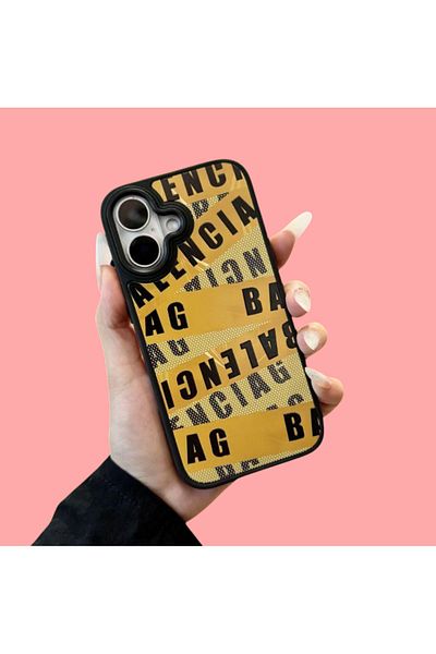 Balenciaga Husa telefon compatibila cu Iphone 14 PRO Balenicaga GALBEN-NEGRU