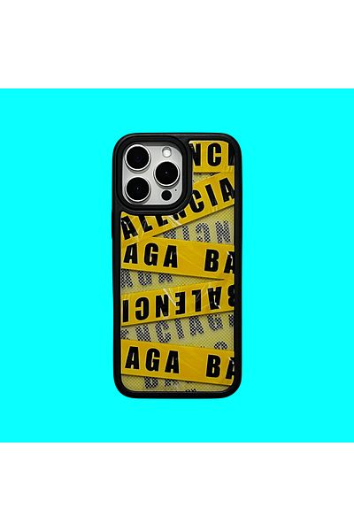 Balenciaga Husa telefon compatibila cu Iphone 16 Balenicaga GALBEN-NEGRU