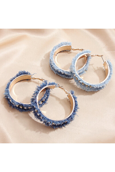 WasWink Boho Şık Tasarım Kot Püsküllü ve Taşlı Küpe, Dayanıklı Alaşım Kulak İğnesi