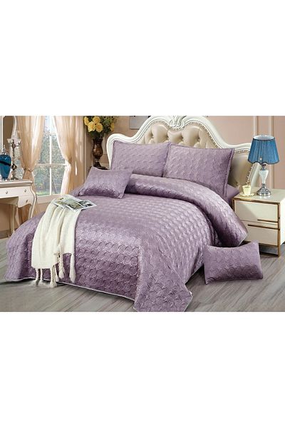 CHIRASO CHIRASO Velvet Duvet Cover Set, 5 Pieces, Duvet Cover 220 x 240 cm, 4 Pillowcases, dusty purple